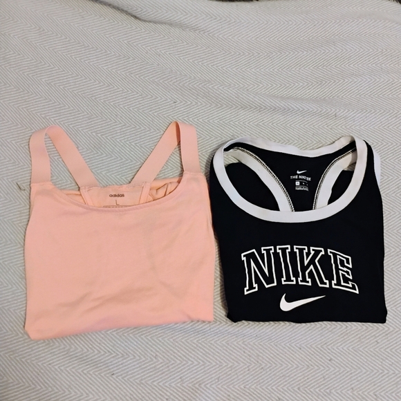 Nike Black and White Tank Top And Adidas Apricot Colored Active Tank. - Picture 1 of 10